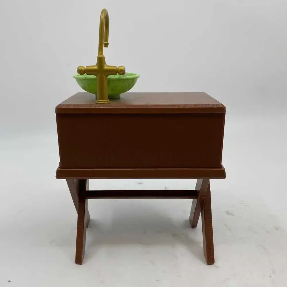 American Girl Brown Green Kira Vanity Table and Bathroom Sink | OS